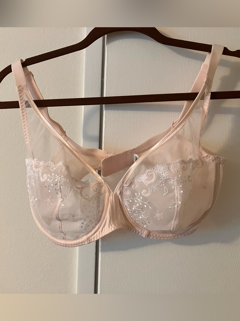 Simone Perele Sheer Embroidered Underwire Bra - Blush Pink